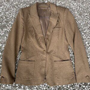 Trina Turk Tan Knit Blazer Stretch Tailored Career Chic Jacket